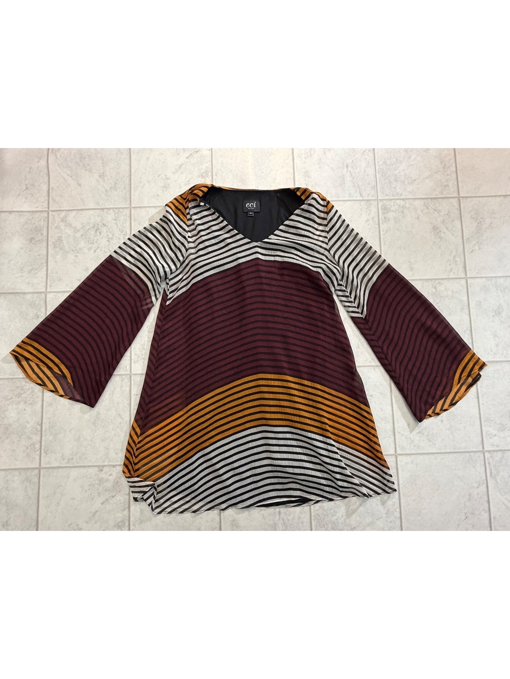 ECI New York striped bell sleeve top
